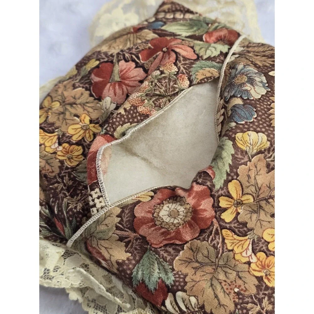 Vintage French Country Floral Lace Trim Pillow Cottage Tooth Fairy Handmade Open